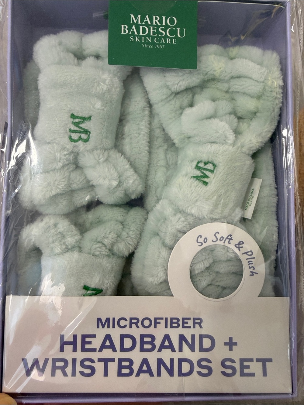 Mario Badescu Light Mint Microfiber Headband & Wristbands Set
